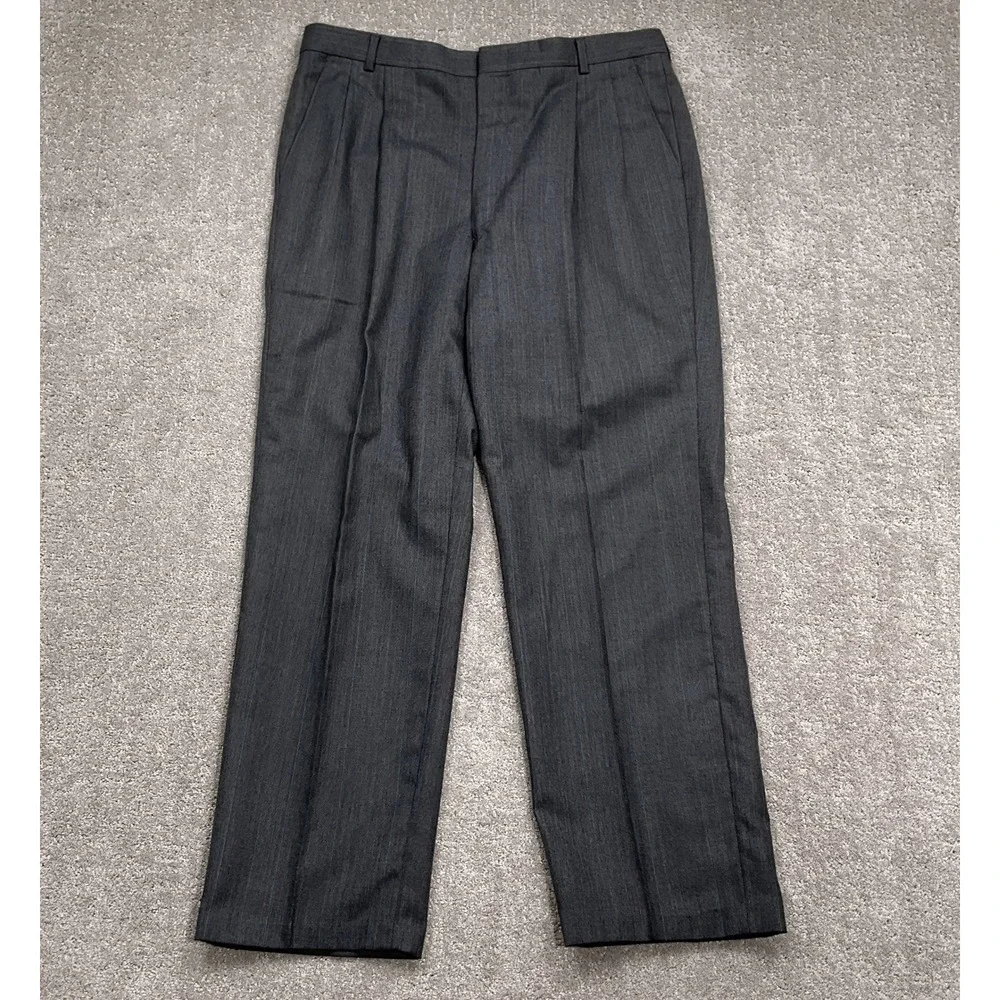 Botany 500 Suit Men 44L 35W 30L Athletic Fit Gray Multi Stripe Double‎ Breasted